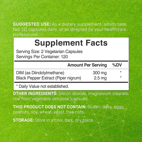 DIM Supplement 300mg, 240 Caps, 4 Months Supply, Estrogen Balance for Men & Women, Hormonal & Skin Health Support