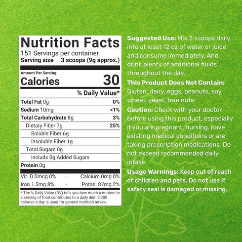 DEAL SUPPLEMENT Psyllium Husk Powder 3 lbs, 9,000mg Per Serving – Unflavored, Plant Based, Soluble Dietary Fiber – Great for Baking & Cooking – Keto Friendly, Gluten Free, Non-GMO