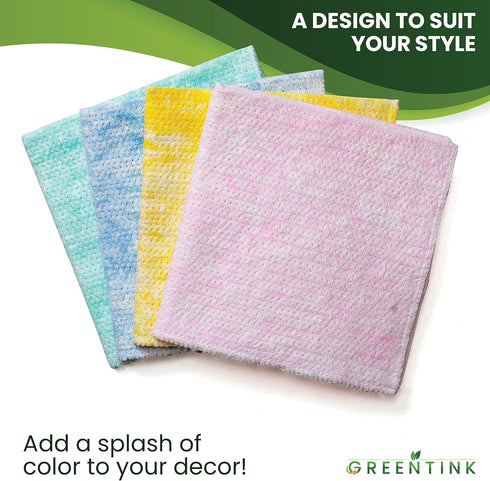 Eco-Friendly Reusable Dish Cloth Set, 24-Pk Multipurpose Kitchen Cleaning Cloth Made from Recycled Materials, 12x12 in.