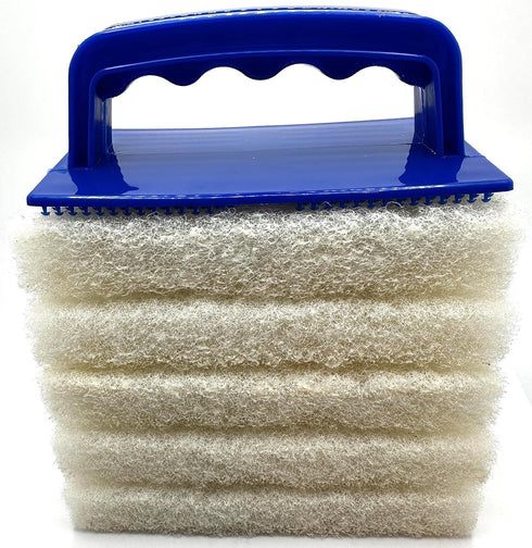 Pro-Graad 6 Handled Bath Scrubber Piece Heavy Duty Cleaning Scrub Sponge Brush Bathroom Scouring Pads White Non-Scratch