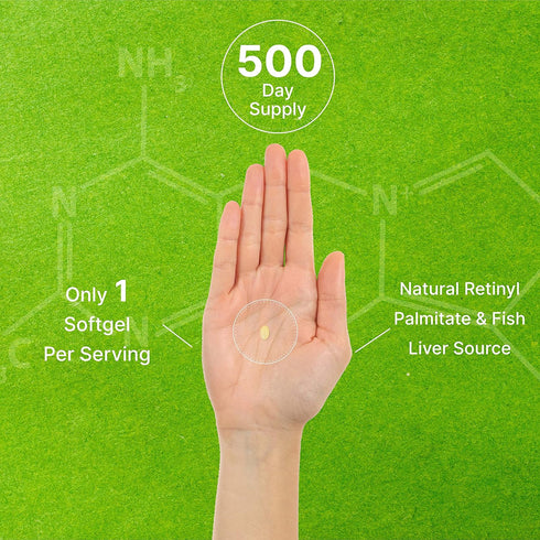 DEAL SUPPLEMENT High Potency Vitamin A 25000 IU, 500 Coconut Oil Softgels, Natural Fish Liver Oil Source