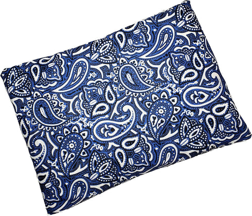 Microwavable Heating Pad and Cold Pack, 100% Cotton Washable Cover (Bandana - Navy, 7.5in W x 11in L)