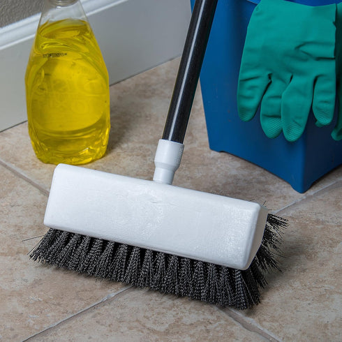 SPARTA Hi-Lo Floor Scrub Brush, 10" - Black