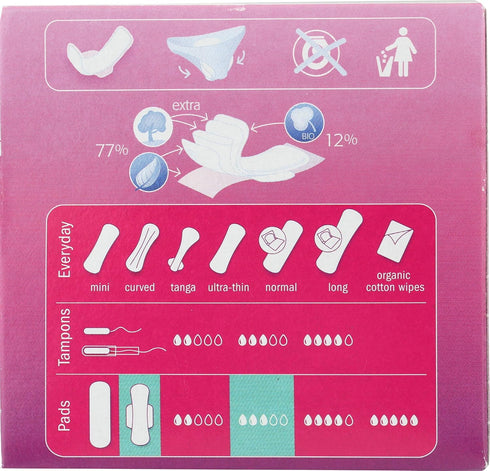 Natracare Ultra Extra Pads with Wings, Regular, Individually Wrapped, 12 Pads Total, Made with Organic Cotton