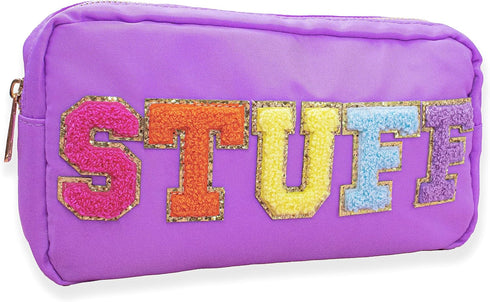 Fablinks Pink Nylon Cosmetic Bag - Chenille Letter Patches Design