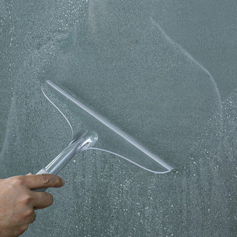 10'' Shower Squeegee for Bathroom Glass Doors and Mirrors, Clear Plastic Water Wiper for Car Windshield Cleaning