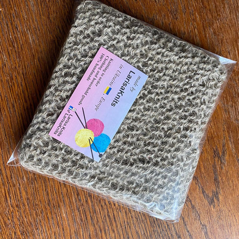 LarisaKnits Pack 3 Eco-Friendly Hand-Knitted Hemp Dish Rags of Reusable Zero Waste Beige Natural Kitchen Cleaning