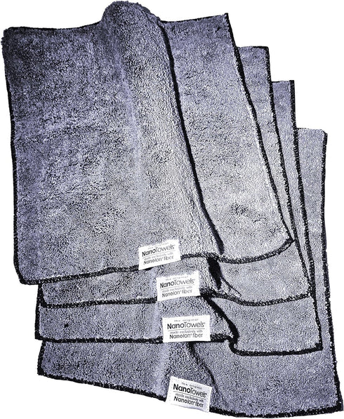 Nano Towels 4-Pack (14x14, Grey) - The Amazing Eco Cloth That Cleans Any Surface with Only Water, No More Paper Towels