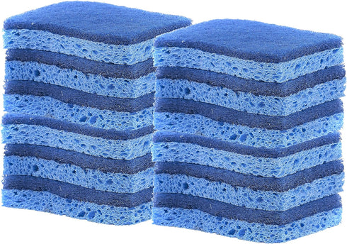 Superio Non-Scratch Cellulose Sponge Scrub, 12-Pack Heavy Duty Kitchen Sponges with Scouring Pad