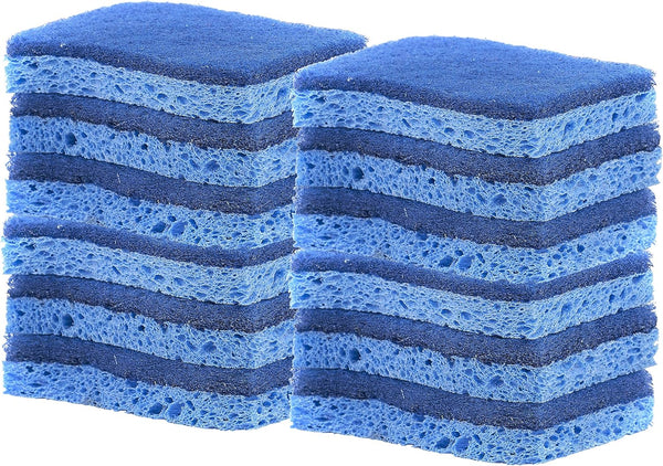 Superio Non-Scratch Cellulose Sponge Scrub, 12-Pack Heavy Duty Kitchen Sponges with Scouring Pad
