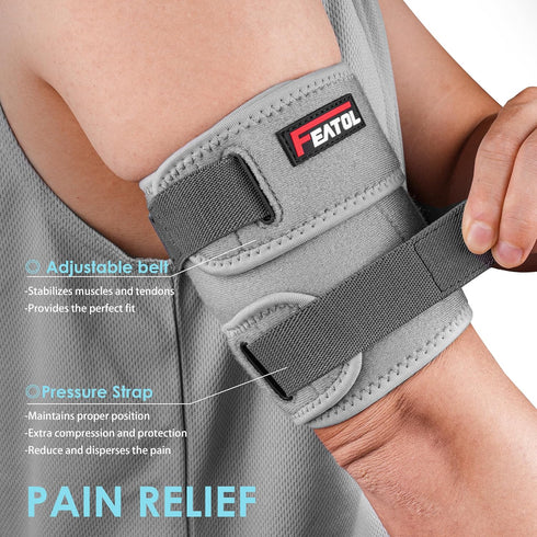 FEATOL Bicep Tendonitis Brace, Upper Arm Compression Sleeve for Men and Women, Pain Relief for Muscle Strains