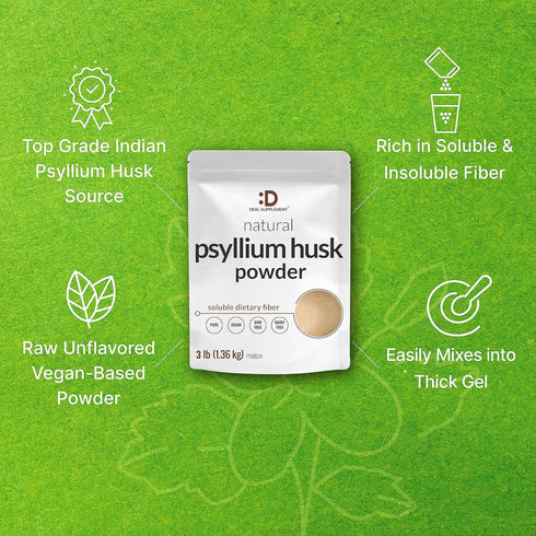 DEAL SUPPLEMENT Psyllium Husk Powder 3 lbs, 9,000mg Per Serving, Keto Friendly