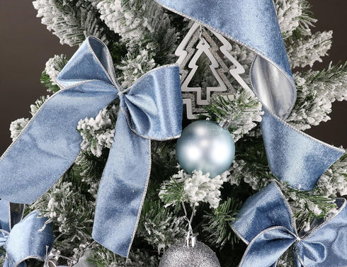 Dusty Blue Velvet Wired Ribbon, 2.5" x 10 Yards, Blue Christmas Wired Ribbon for Wreaths, Crafts, Gift Wrapping