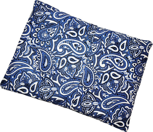 Microwavable Heating Pad and Cold Pack, 100% Cotton Washable Cover (Bandana - Navy, 7.5in W x 11in L)