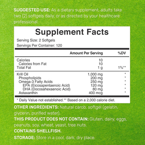 Eagle Shine Vitamins 2 Pack Antarctic Krill Oil - 1,000mg Per Serving, 480 Softgels - Mercury Free, Rich in Omega-3s,