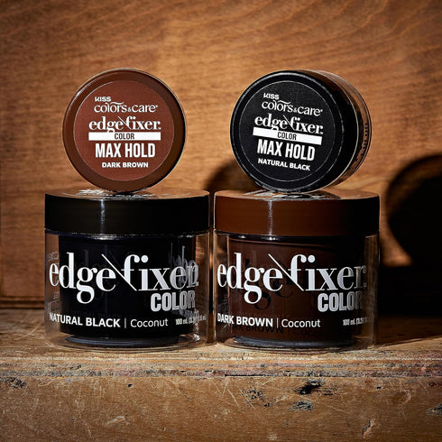 KISS COLORS & CARE Color Edge Fixer 1.01 oz. (30mL) Travel Size - Dark Brown, Hides Grays, Moisturizing, 24 Hour Hold