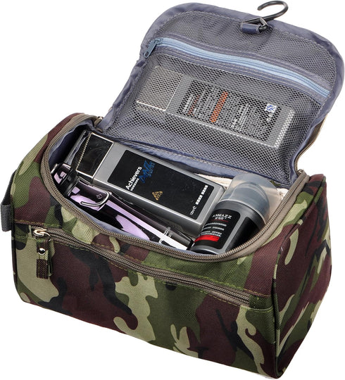 Vercord Mens Toiletry Bag, Small Wash Travel Shaving Dop Kit, Camo Dark Green Bathroom Hygiene Bag