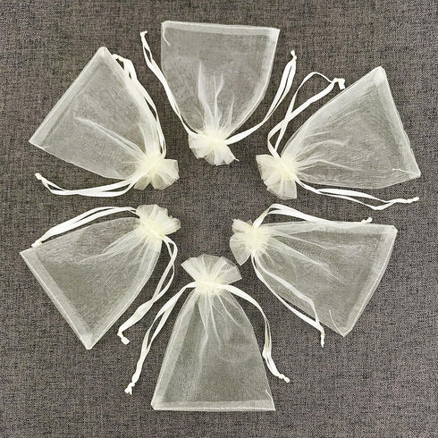 ATCG 100pcs 3x4 Inches Drawstring Organza Pouches, Ivory, Wedding Party Jewelry Favor Bags.