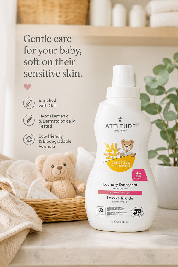 ATTITUDE Baby Laundry Detergent Liquid, EWG Verified, Unscented (33.8 Fl Oz, 35 Loads)